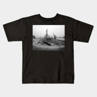 Battleship in Brooklyn Dry Dock, 1920. Vintage Photo Kids T-Shirt